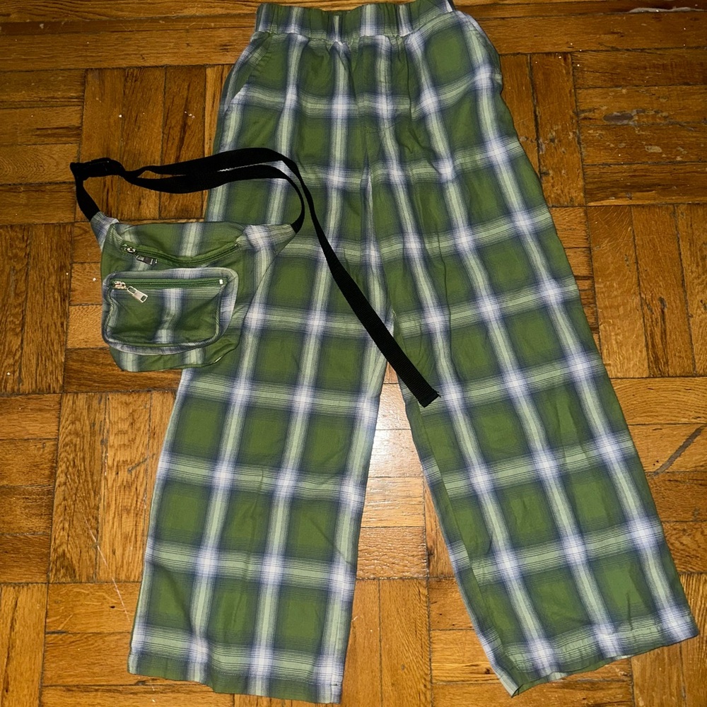 Fashion Nova Plaid Pants with Matching Fanny Pack